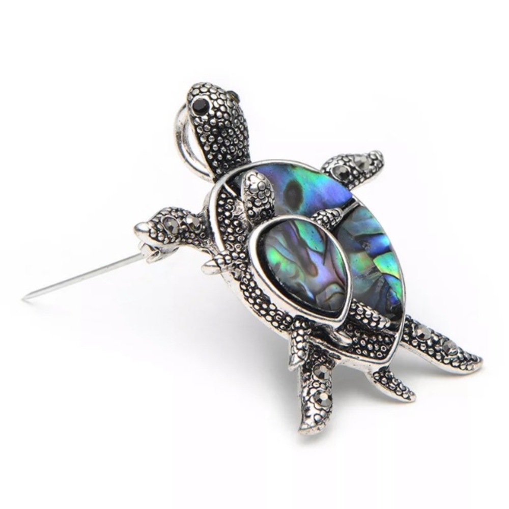 💙💎BEAUTIFUL SEA TURTLE BROOCH PIN NATURAL SHELL! - Picture 3 of 9